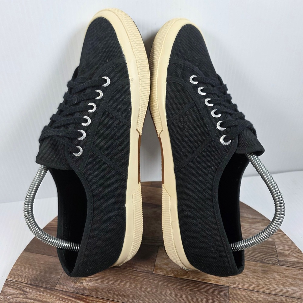 Superga 2750 Cotu Classic Sneakers M9.5/W11.5 Black Canvas Low Top Lace Up Shoes - Picture 7 of 10